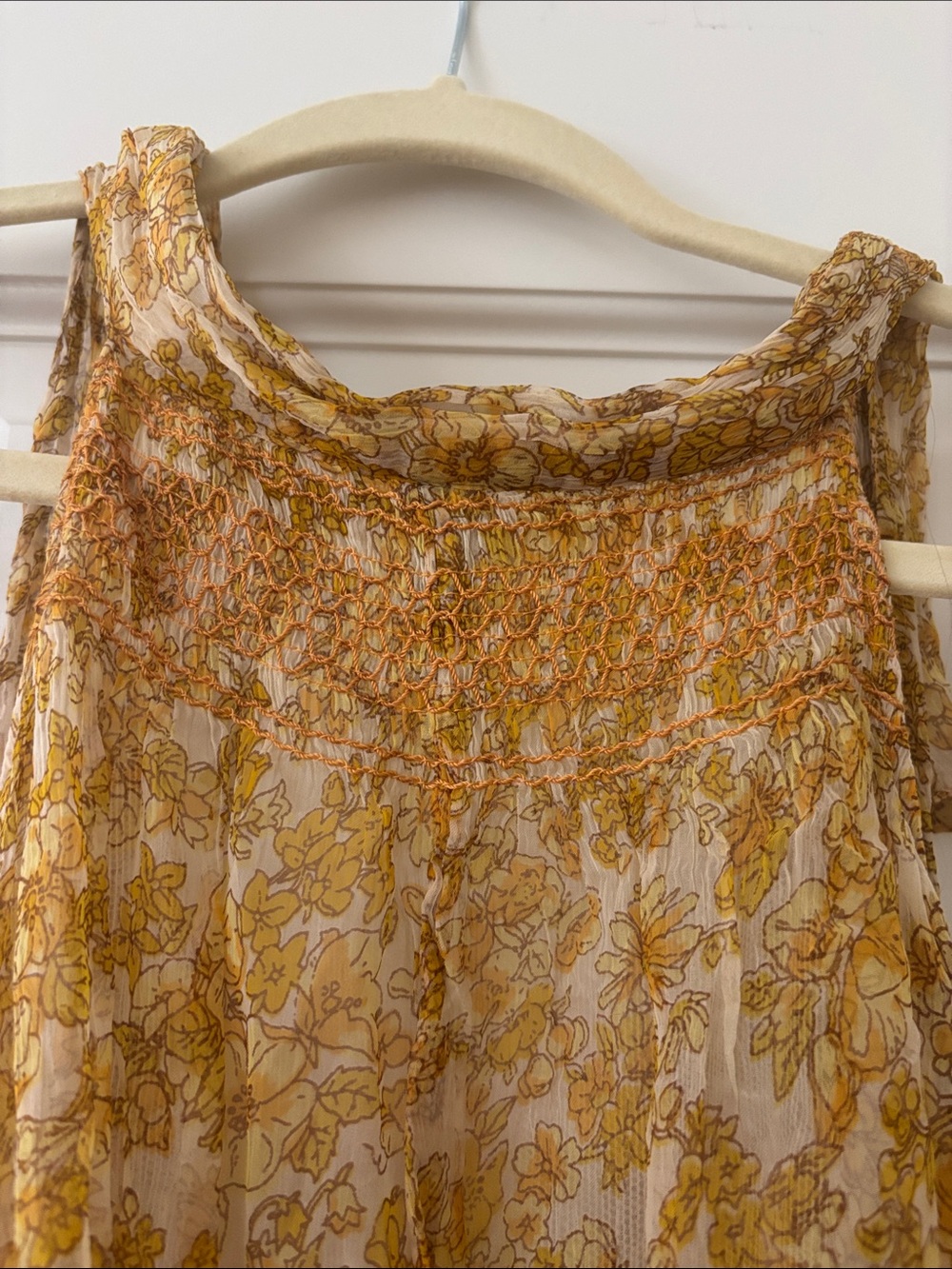 Free People Mustard Floral Lace-Back Button-Front Camisole - Picture 6 of 6